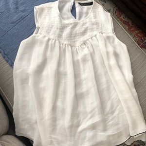 Zara Basic xs white sleeveless sheer blouse